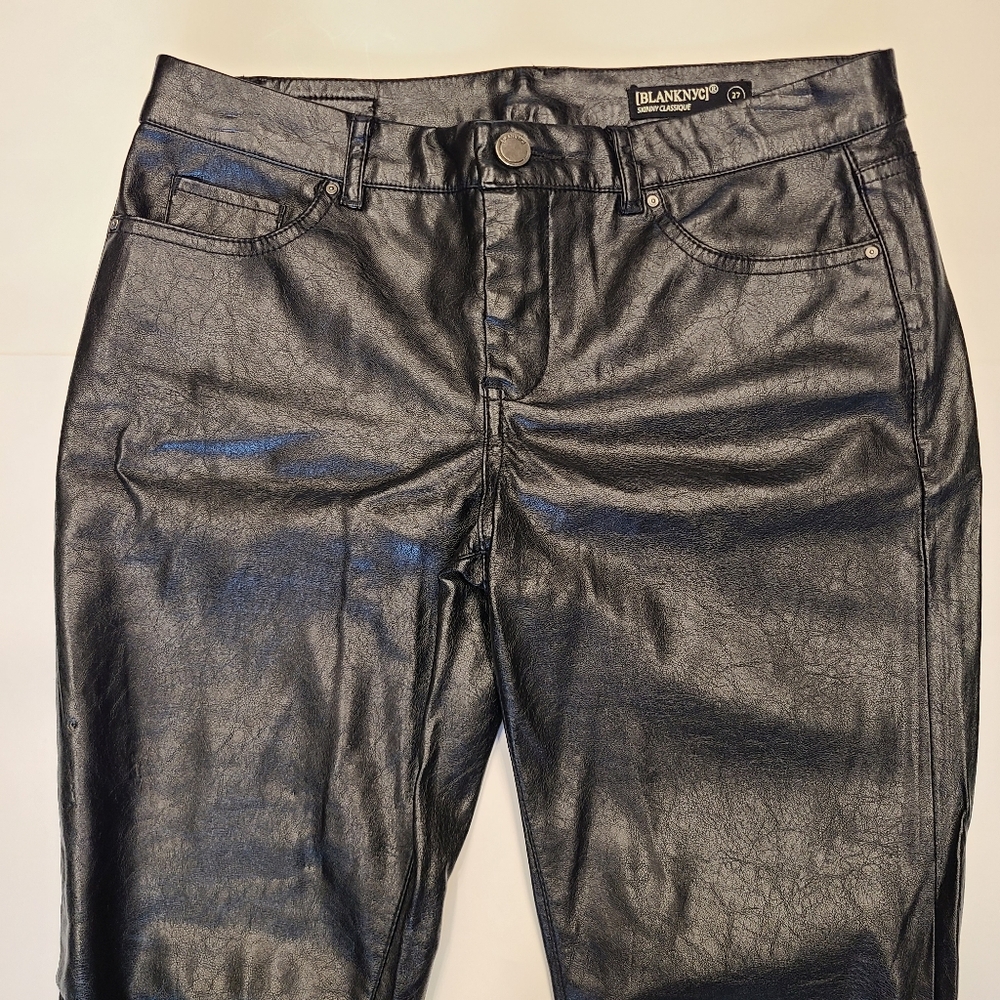 Blank NYC Black Faux Leather Vegan Leather Skinny Classique Pants 27 NWOT - Picture 4 of 12